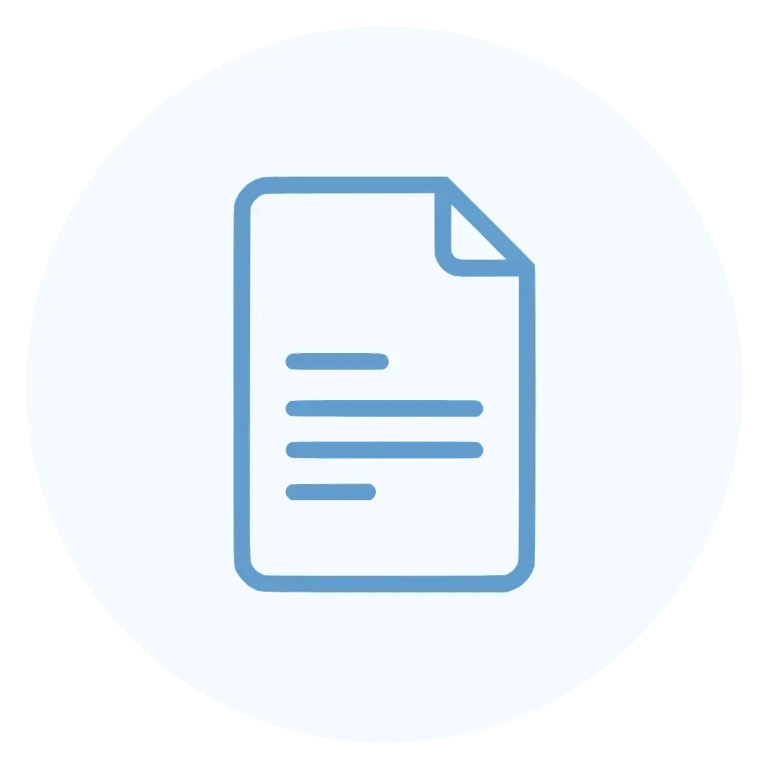 Document icon illustrating the simple step by step application process.