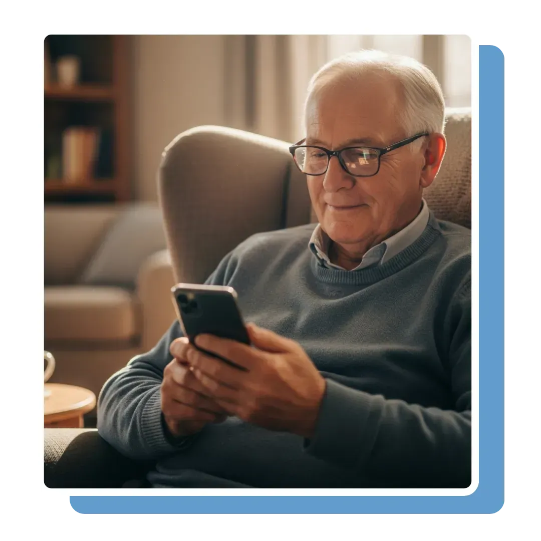 Homeowner smiling while viewing funds deposited into their online banking account after completing equity release