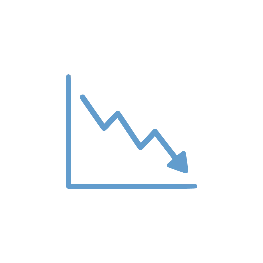 Downward trending chart icon showing how compound interest can reduce the remaining value of your estate over time