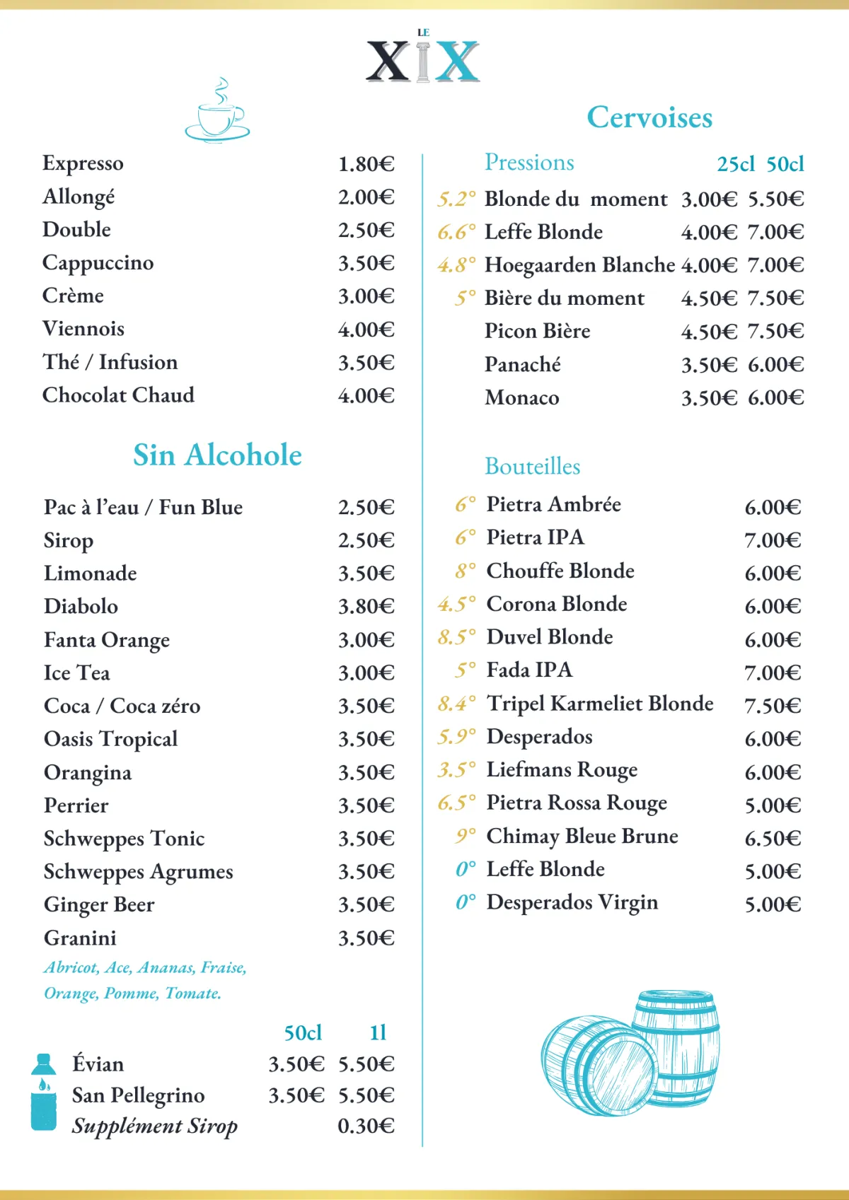 Boissons le xix à orange