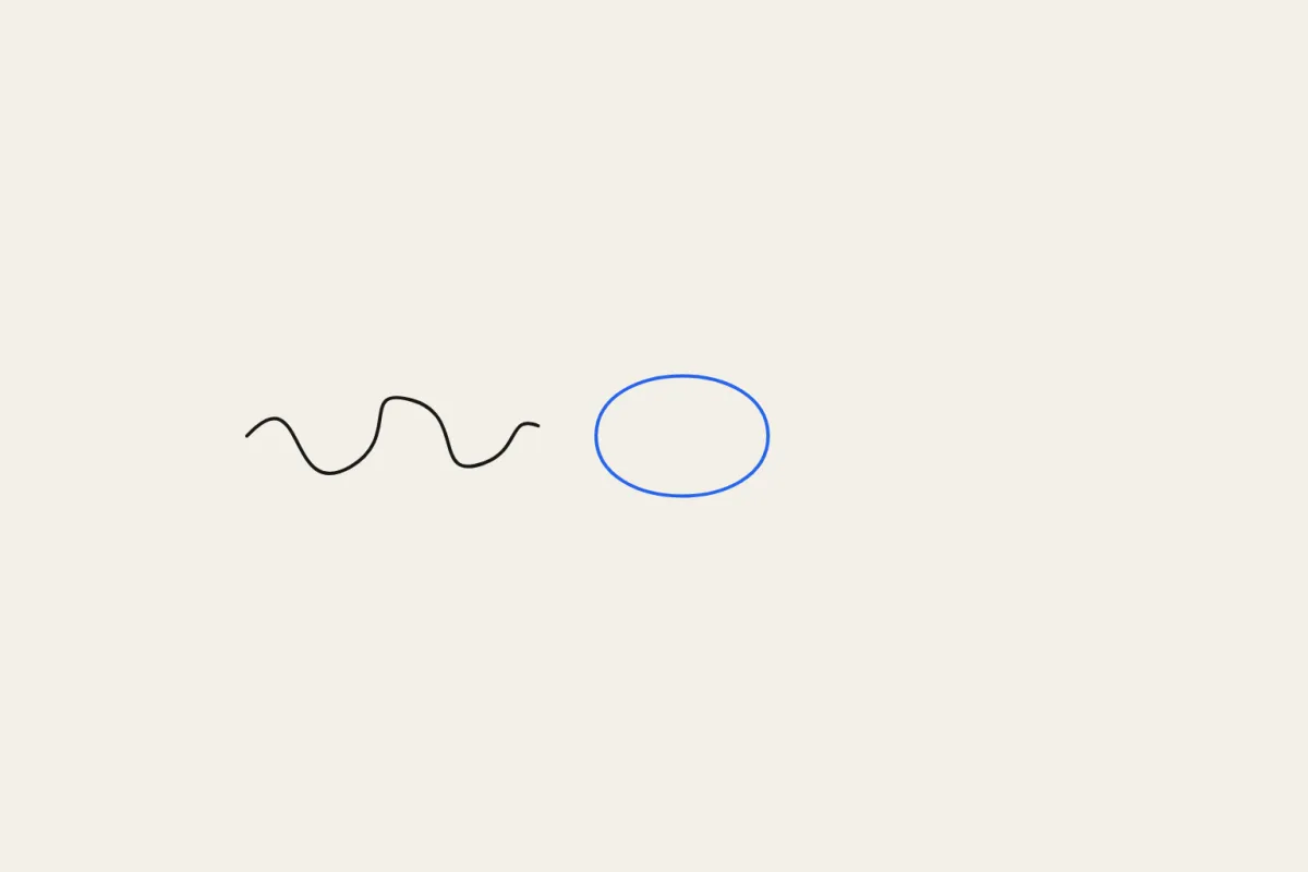 Line illustration of a tangle resolving into a clean loop — naming a pattern precisely so it holds still.
