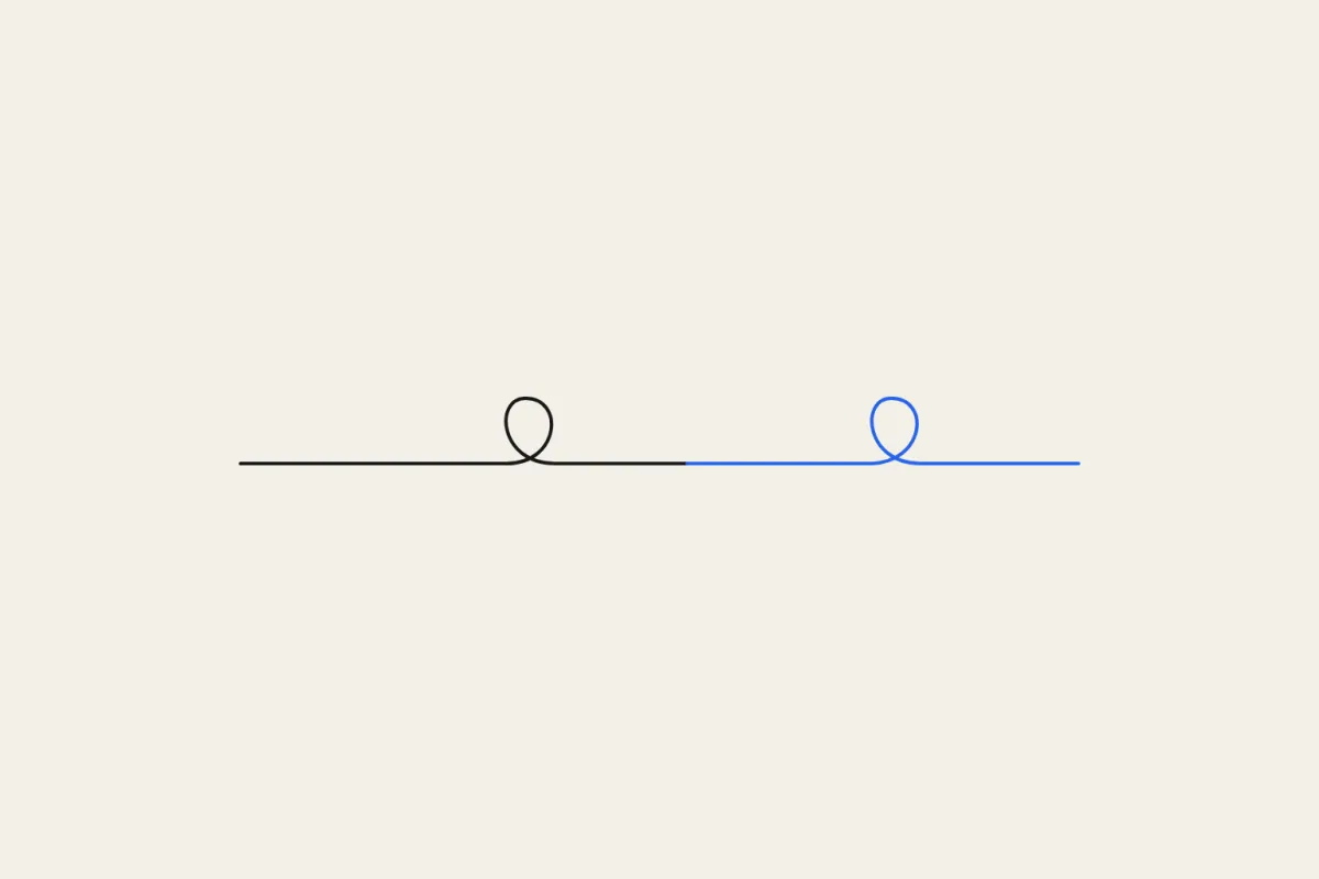 Minimal line illustration of two loops — the AI-era procrastination loop of asking instead of doing.