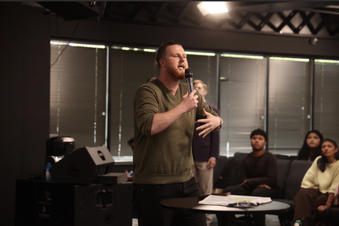 Cinematic visual of a ministry gathering