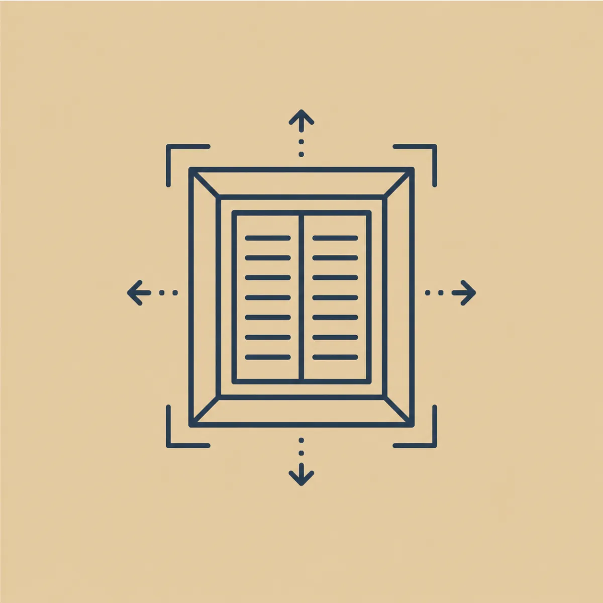 Interior shutter frame and mount measurement icon
