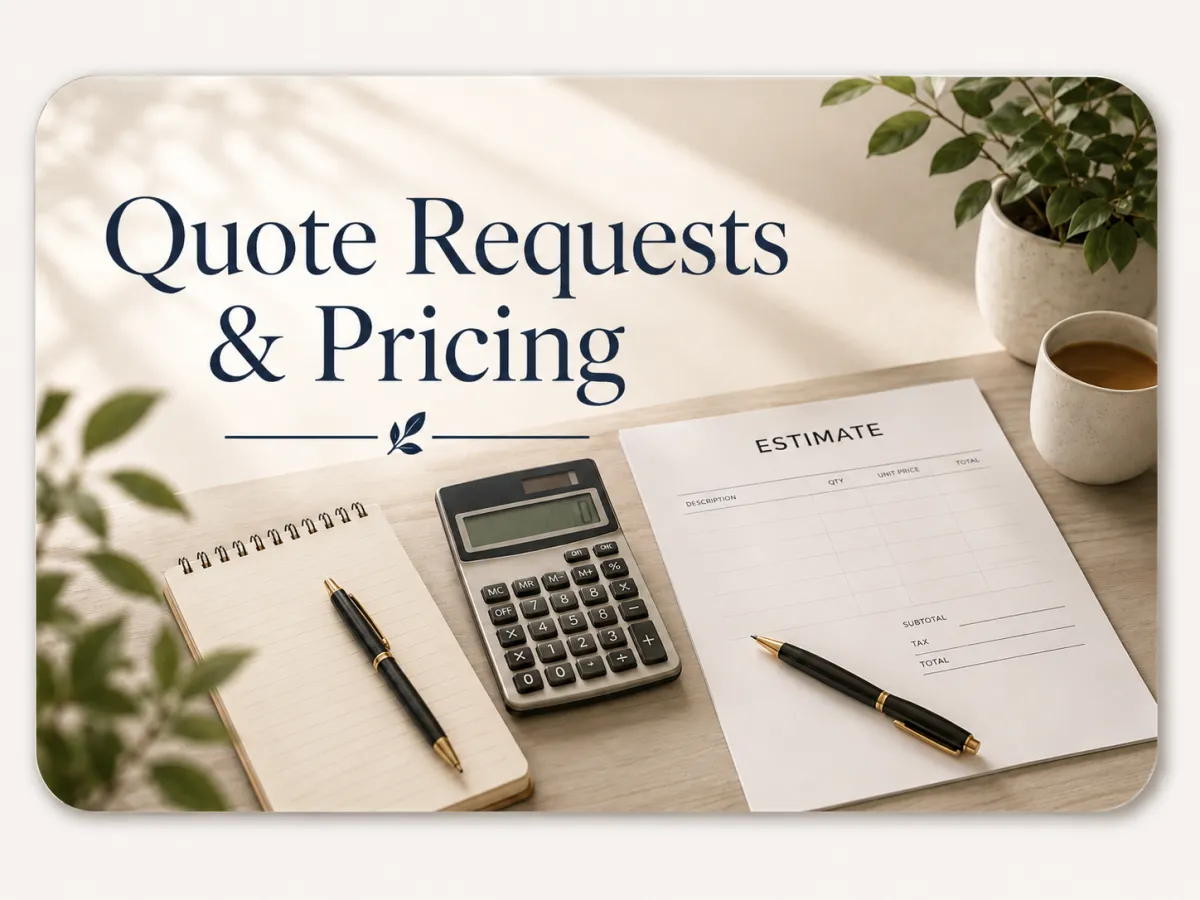 Calculator notebook and quote form for custom interior shutter pricing
