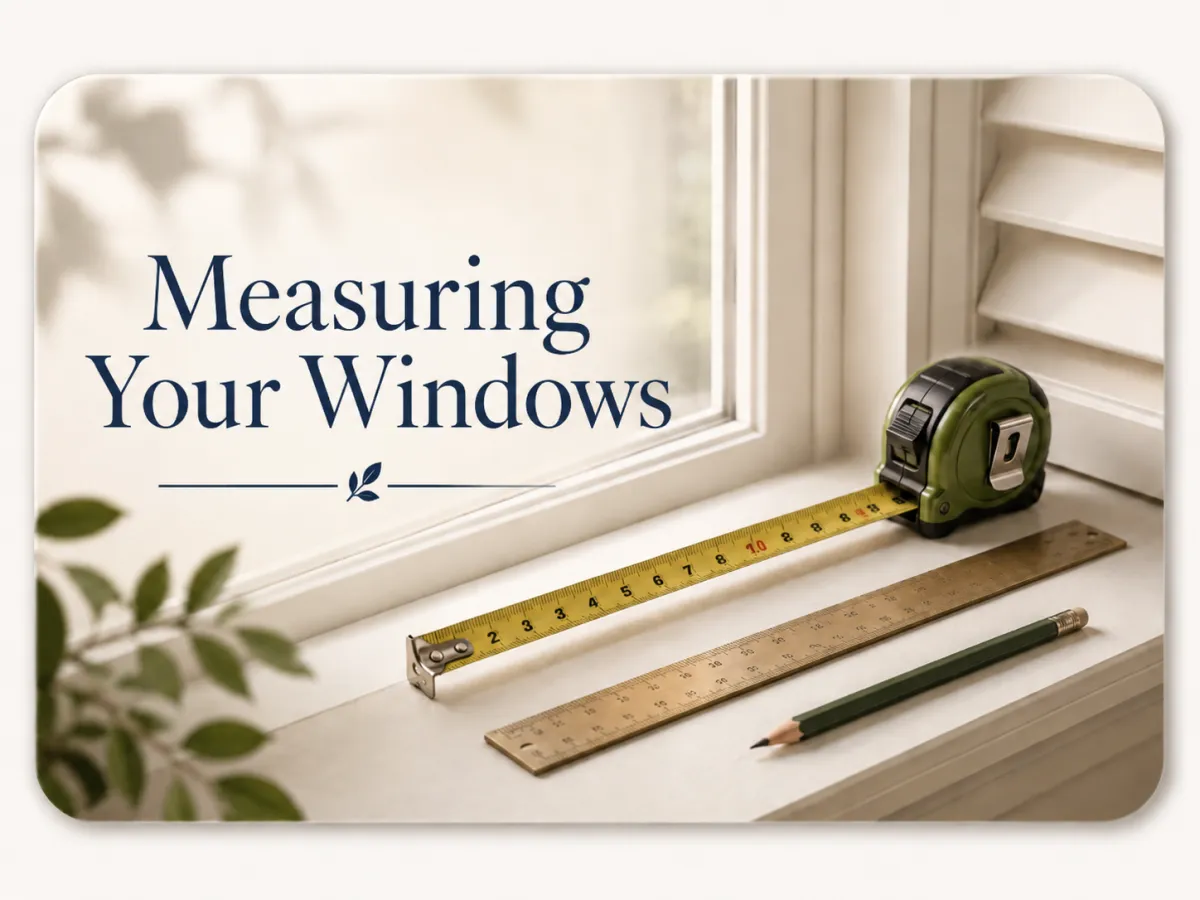 Measuring tape and tools for custom interior shutter window measurements