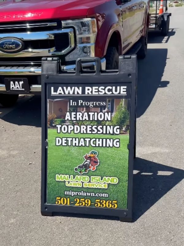 Dethatching a lawn in Cabot, Arkansas