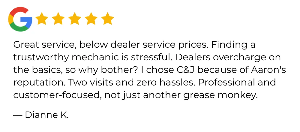 C&J auto repair review - Osseo MN - customer focused