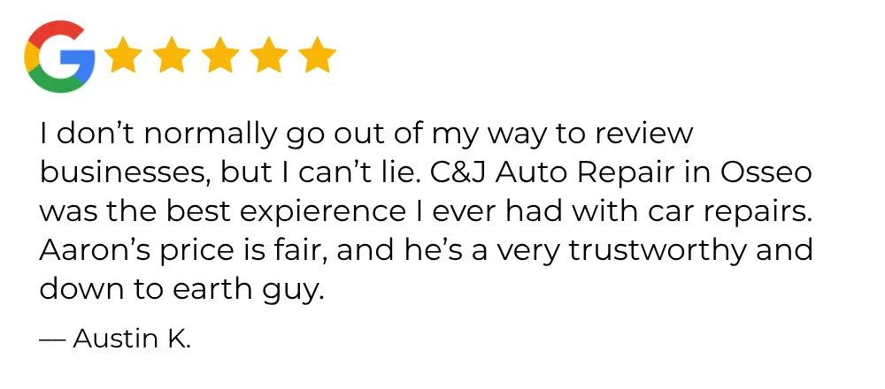C&J auto repair review - Osseo MN - trustworthy, down to earth