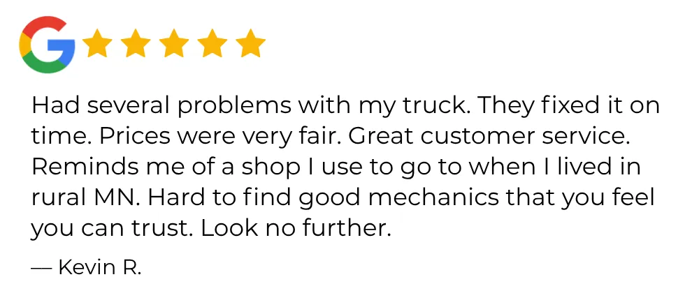 C&J auto repair review - Osseo MN - truck mechanic