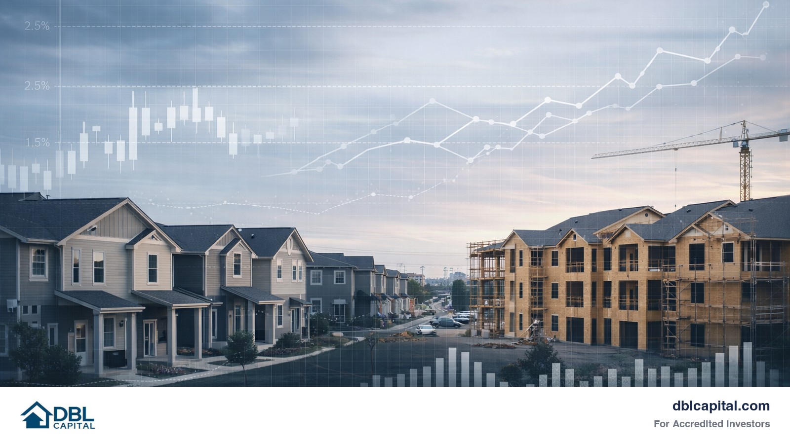 This shows an image of a community that is built across from a community being built. 