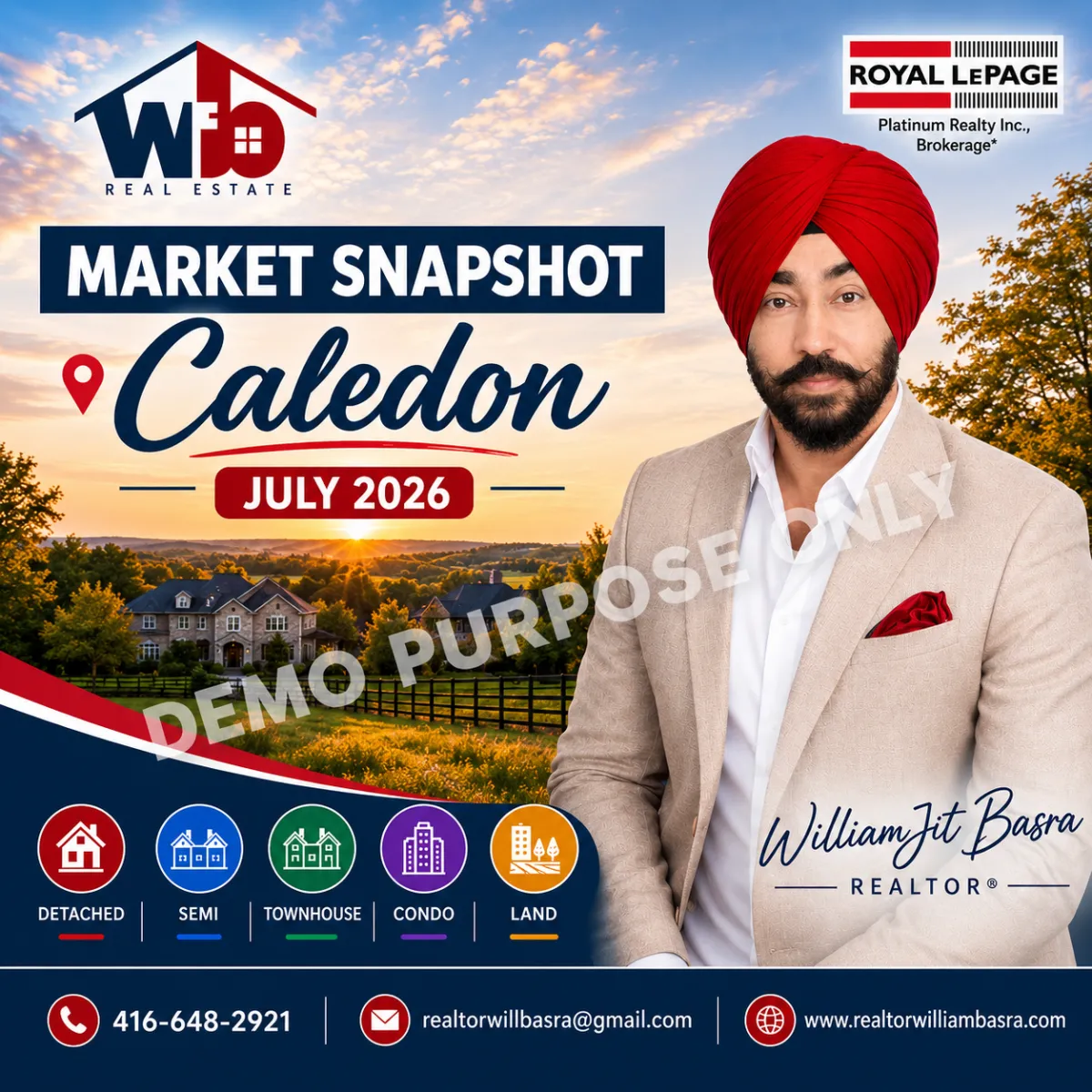 Caledon REALTORS Release July Stats, William Basra
