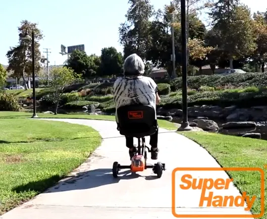 woman on super handy mobility scooter