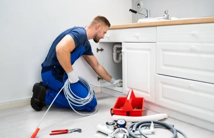 Barbados plumber fixing leak under wall mouned sink