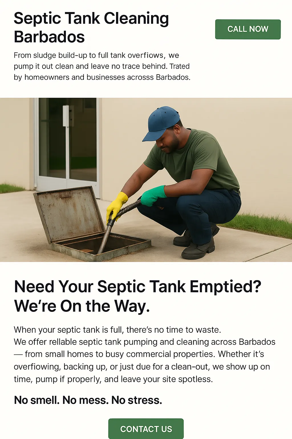 Plumber jetting out a septic tank with high pressure jetting hose