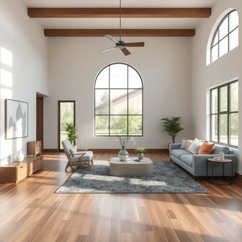 Detailed flooring installation in a modern home interior in Round Rock, TX, showcasing hardwood and tile options.