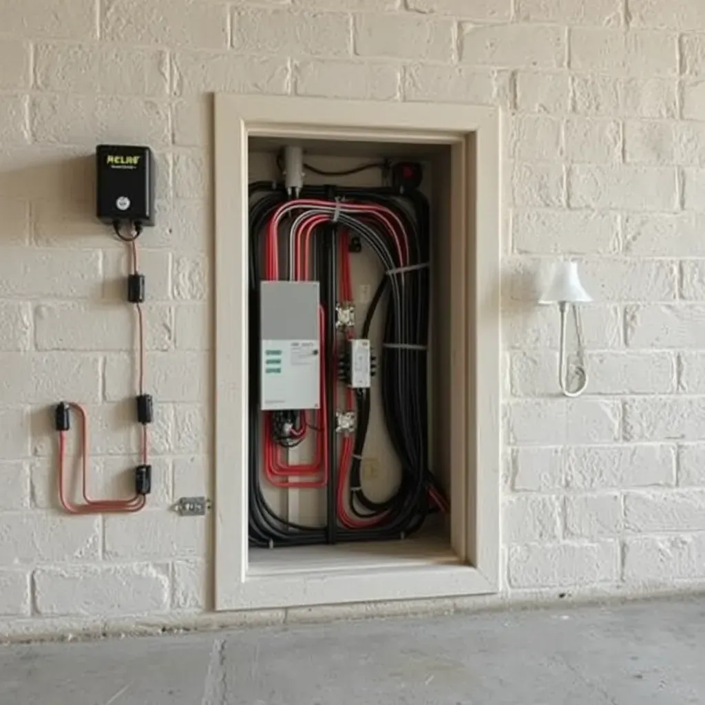Electrical upgrades in Round Rock, TX: new electrical panel, wiring, and construction site with safety gear and landscaping.