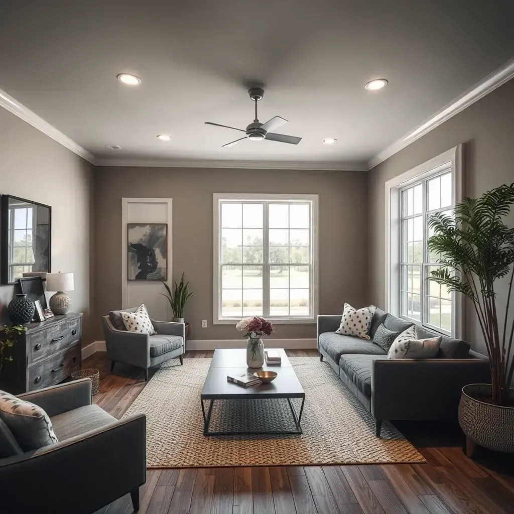A modern home renovation in Buda, TX featuring a fresh new facade, updated windows, and vibrant landscaping details.