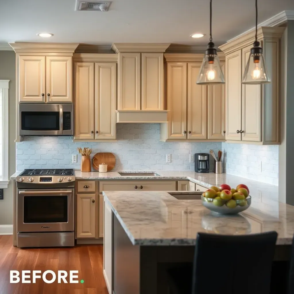 Refinished kitchen cabinets in Round Rock, TX featuring a sleek, glossy white/gray finish and modern design.