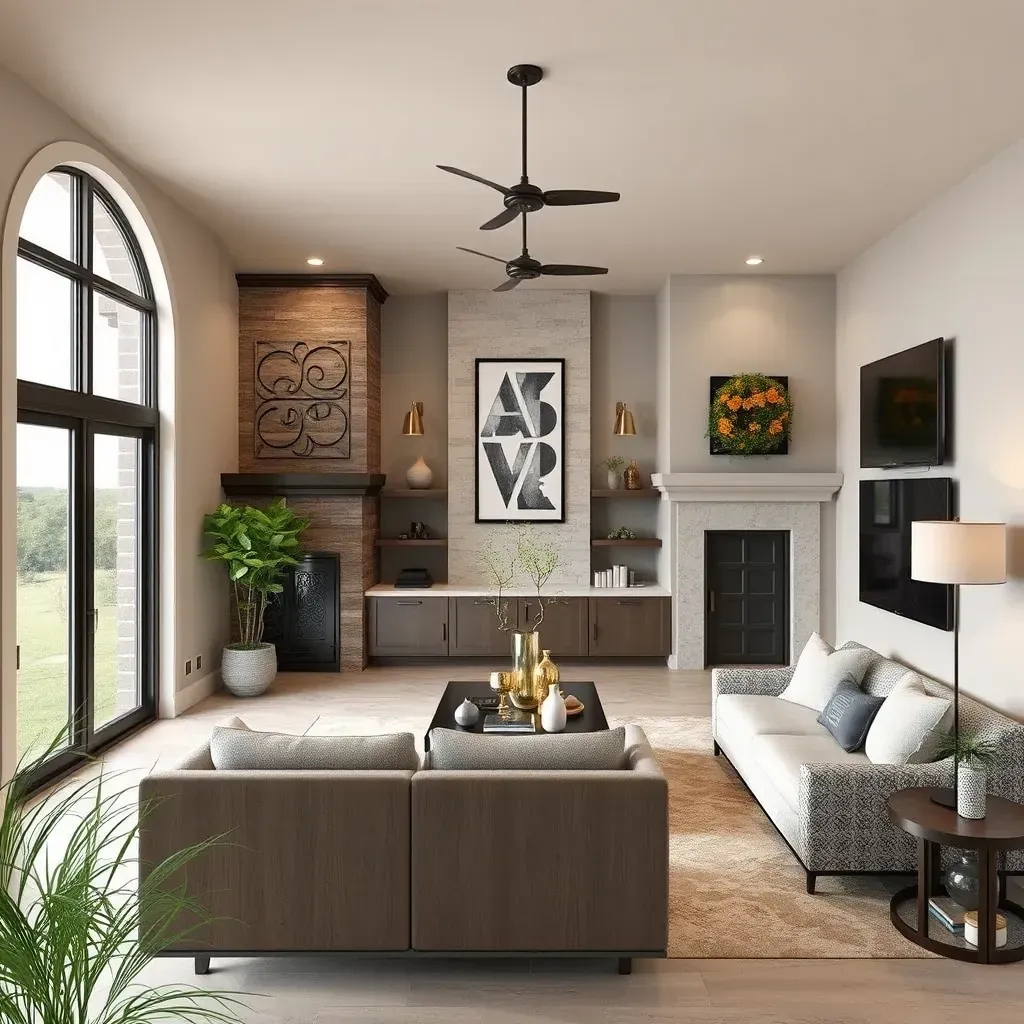 Lakeside home in Lago Vista, TX, during midday with modern upgrades, lush landscaping, and scenic water views.