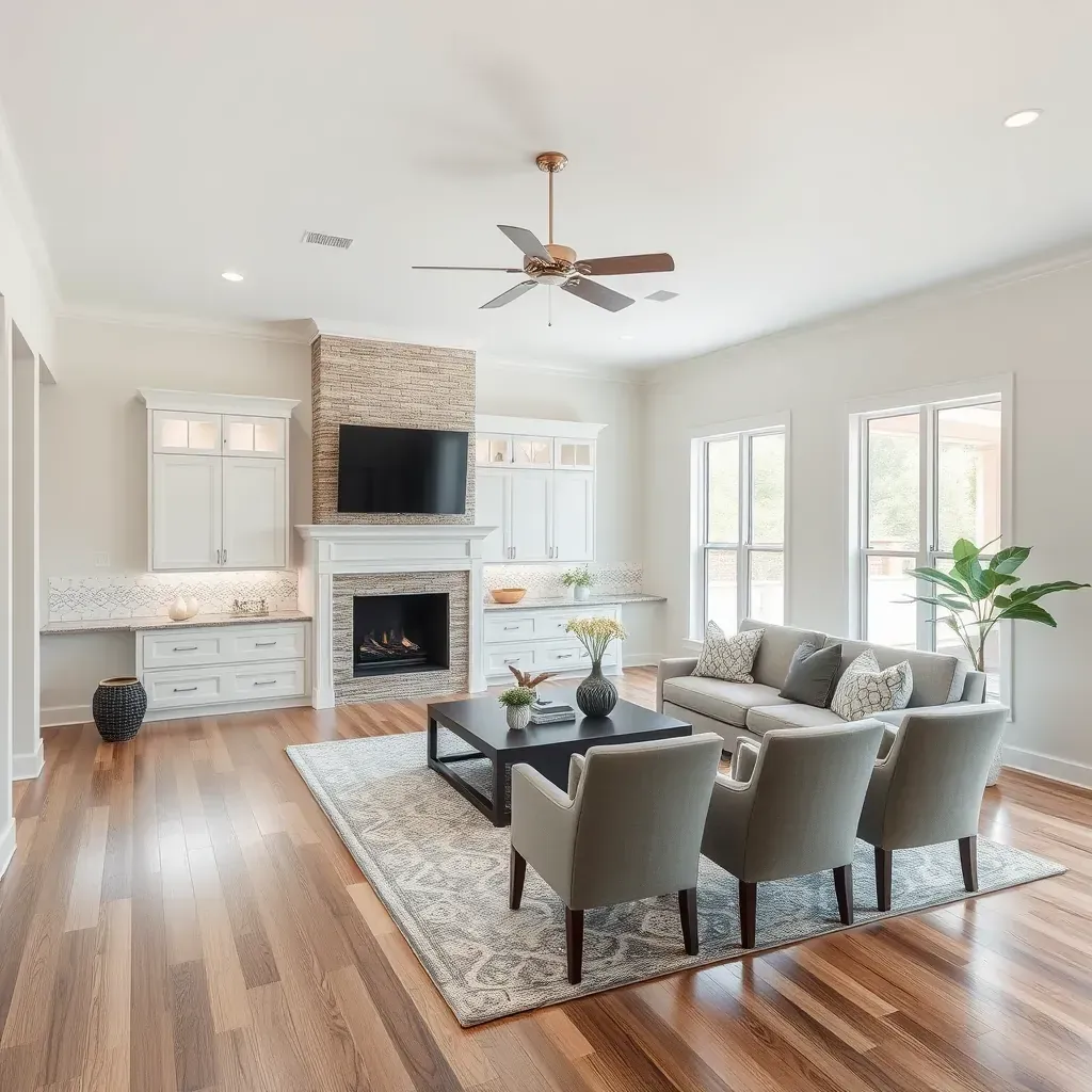 Remodeling a California bungalow in College Station, TX, with fresh paint, new porch, landscaping, and construction tools.