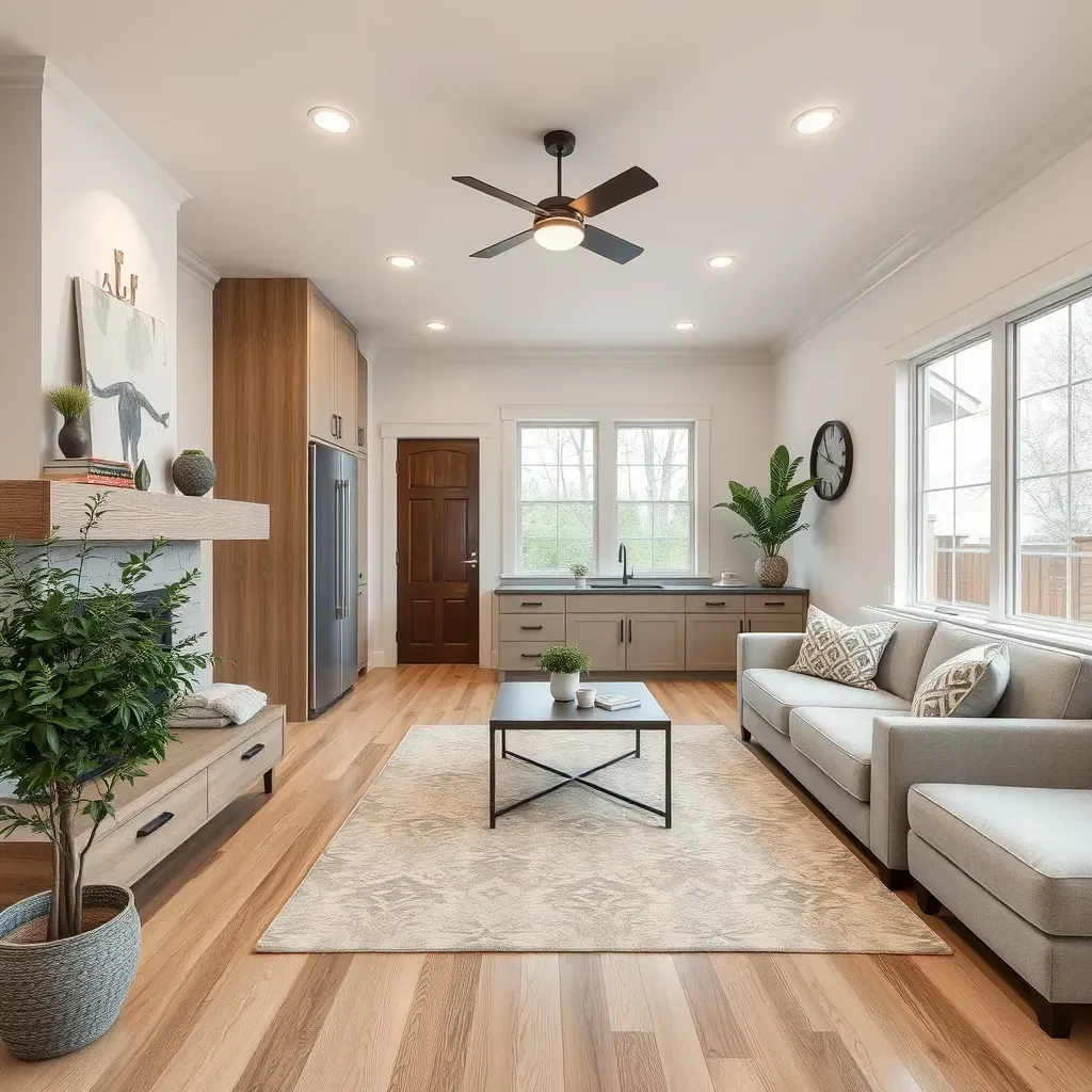 A detailed home remodeling scene in Bastrop, TX, showcasing interior updates and construction work.