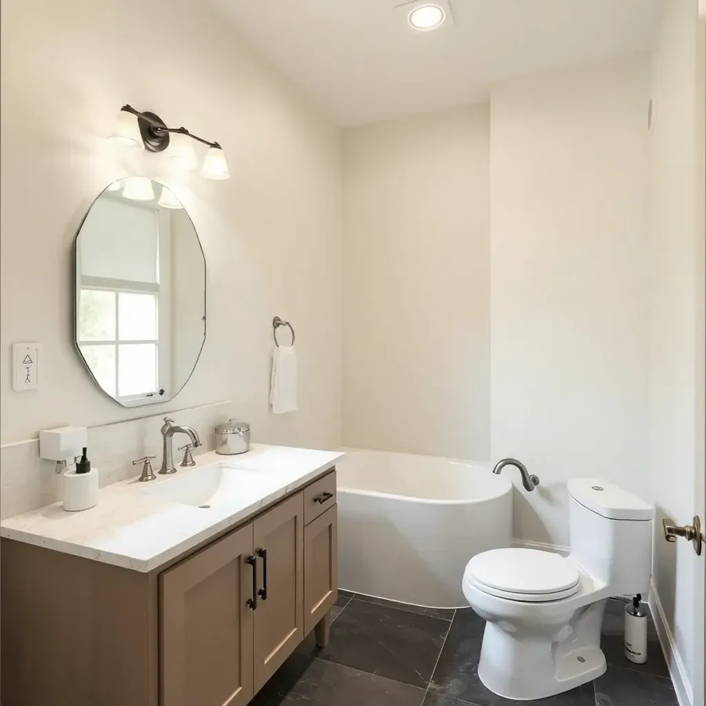 Beautiful bathroom in Salado, TX with modern fixtures, elegant tiles, and natural sunlight creating a welcoming space.