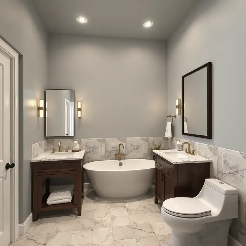 Bathroom remodeling in Leander, TX with modern fixtures, natural light, warm neutrals, and Texas landscape views.