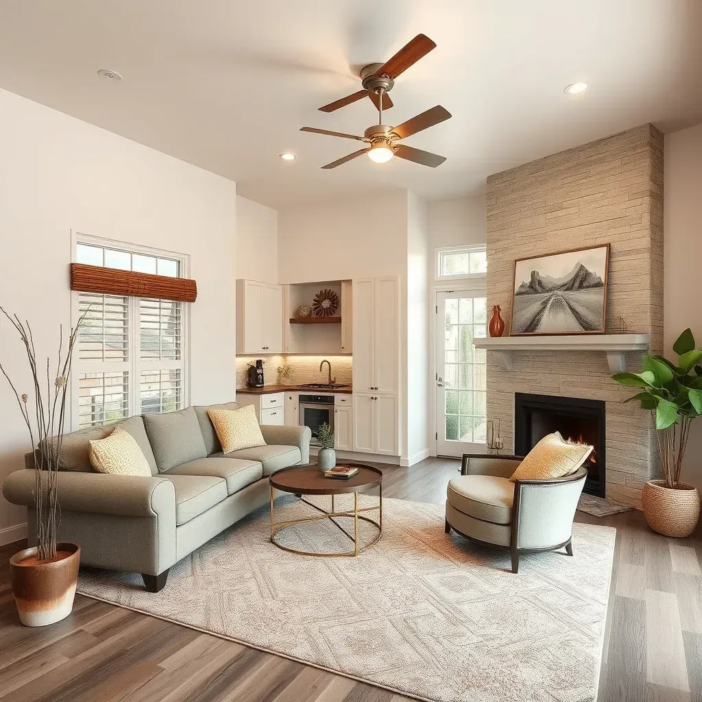 Renovated Texas-style home in Salado, TX with fresh stone and siding, large windows, landscaped yard, and remodeling tools.