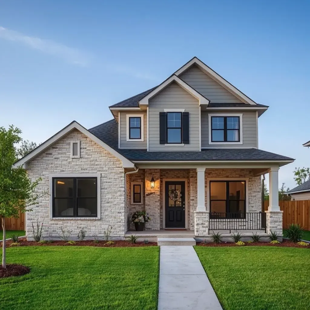 Suburban Taylor, TX home with fresh siding, renovated patio, and ongoing remodeling materials amid lush greenery.