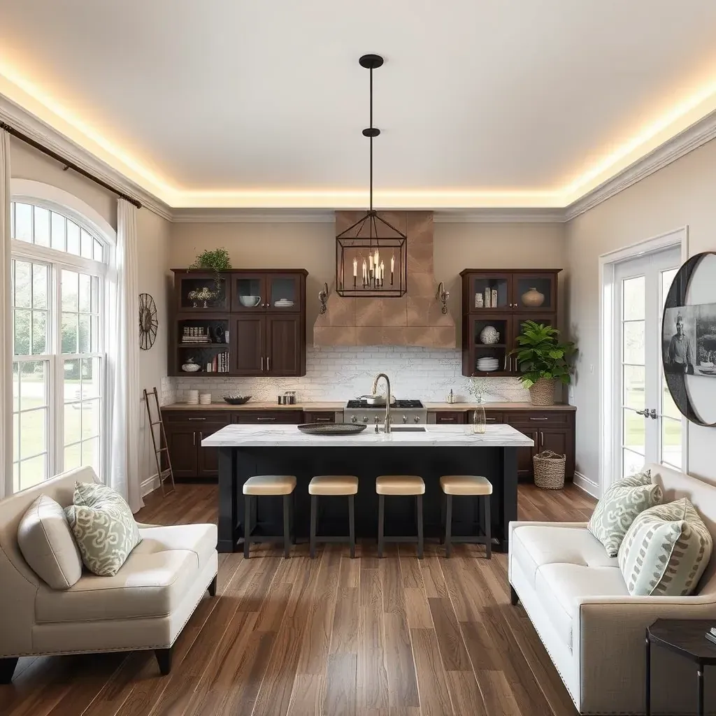Detailed home remodeling scene in Waco, TX, showing a contractor working on a modern kitchen renovation.