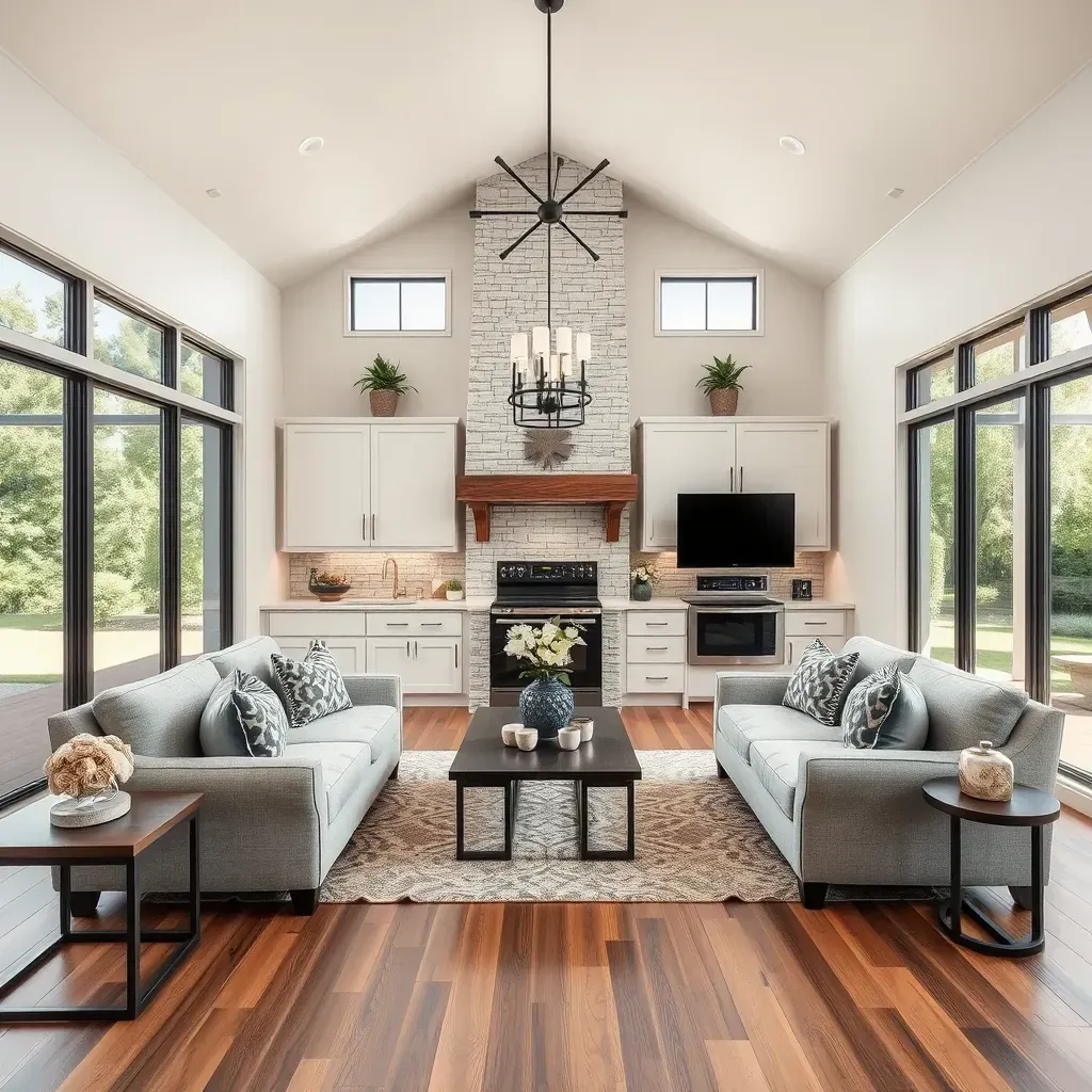 Modern Steiner Ranch home with fresh exterior, lush landscaping, large windows, front porch, and ongoing renovation.