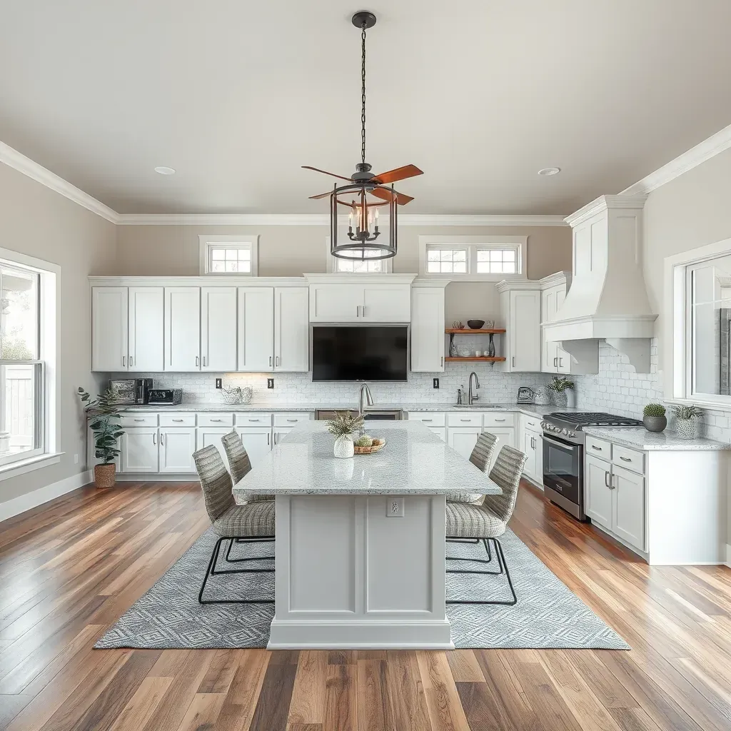 Florence TX home remodeling scene with a charming traditional house, new wood accents, construction tools, and well-kept lawn.
