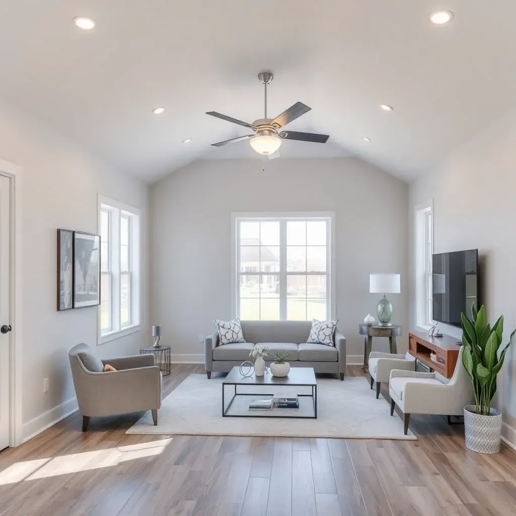 Newly renovated home in Round Rock, TX with a modern room addition, large windows, landscaped yard, and organized construction site.