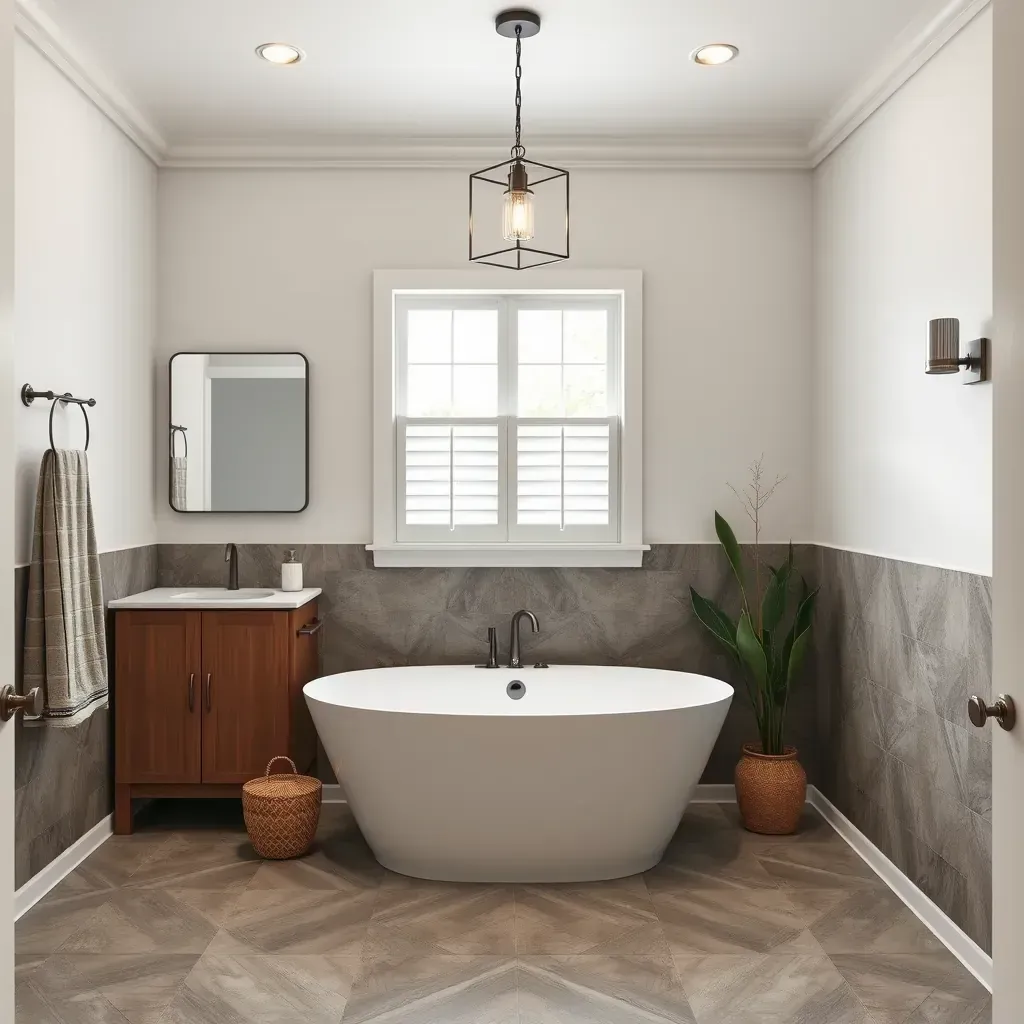 Beautiful remodeled bathroom in Temple, TX with walk-in shower, soaking tub, double vanity, natural light, and modern design.