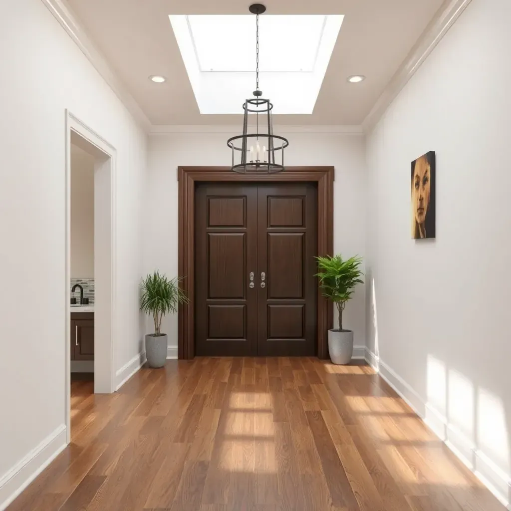 Modern hardwood flooring with warm tones and natural grain in a bright, stylish Room in Round Rock, TX.