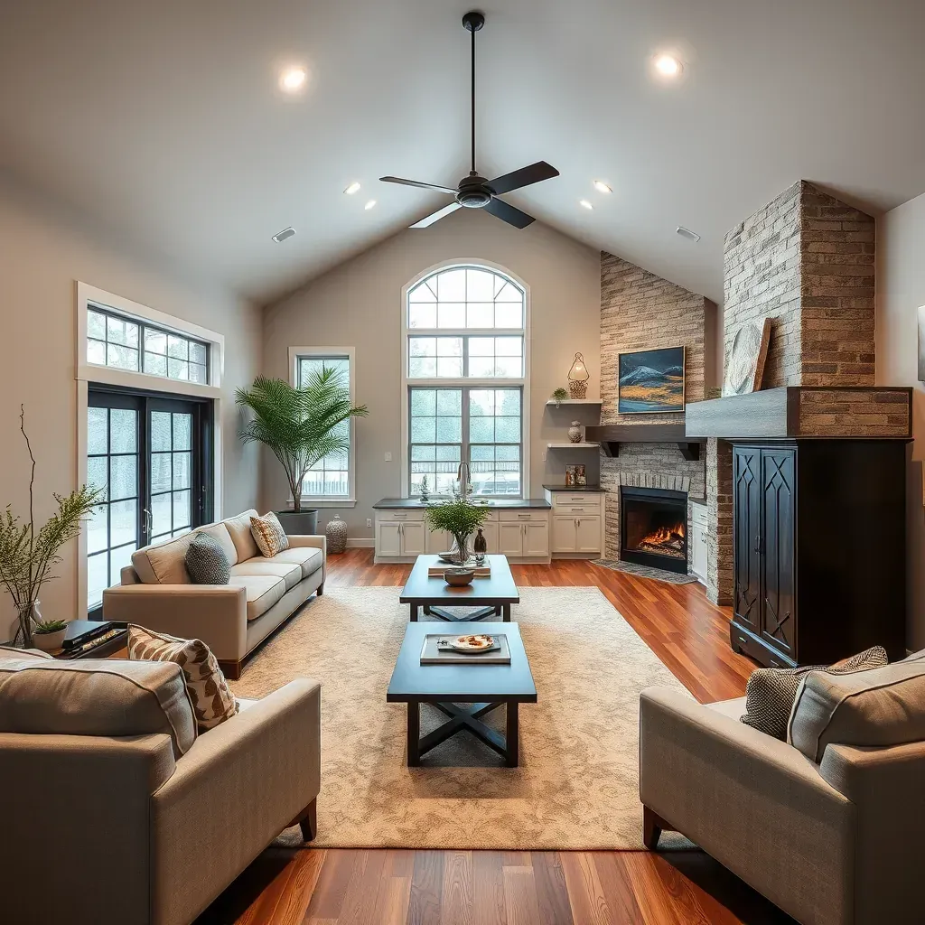 Remodeled Spicewood Springs patio with modern home, stone accents, outdoor kitchen, lush native plants, and Texas hill views.