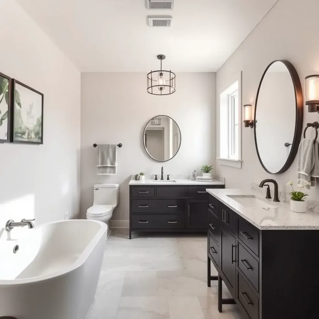 Detailed bathroom remodeling scene in Jonestown, TX featuring modern fixtures, elegant tiles, and bright natural lighting.
