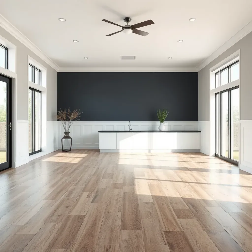 A stunning hardwood flooring installation in a modern home interior in Round Rock, TX.