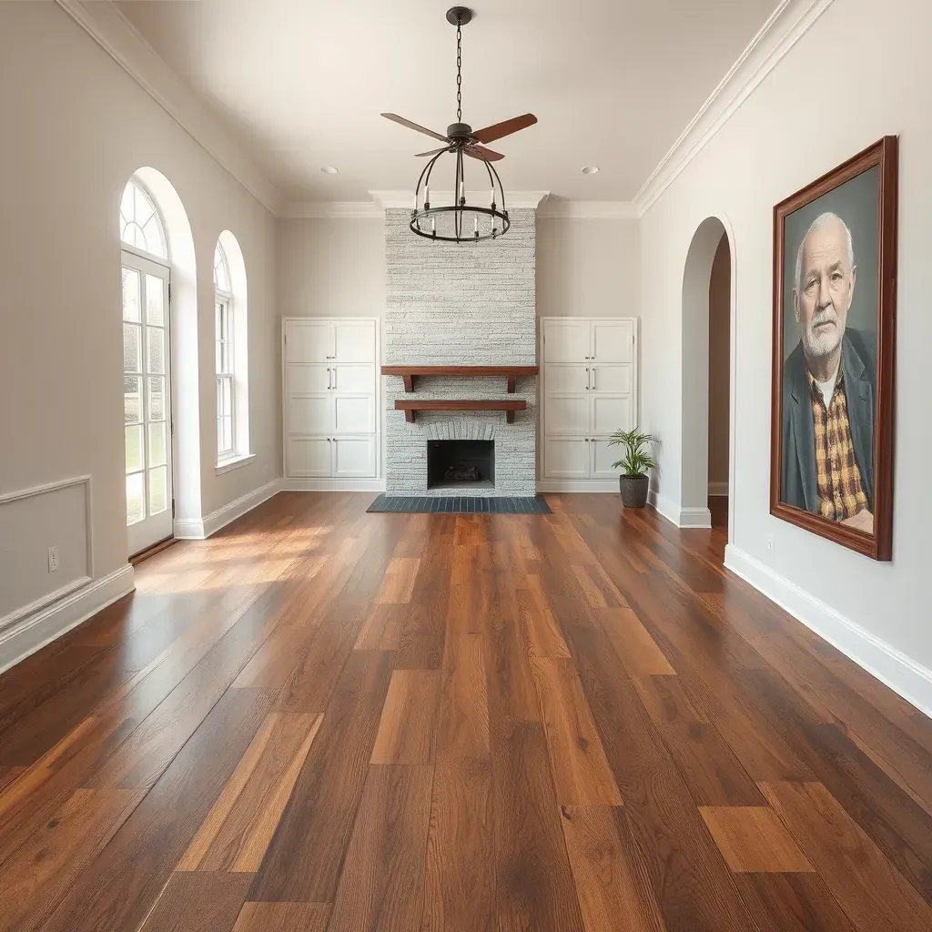 Modern interior in Round Rock, TX featuring elegant hardwood or tile flooring with natural textures and sunlight.