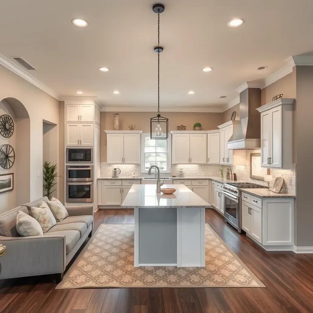 Home remodeling in Temple, TX, showcasing a modern kitchen renovation with sleek cabinets and granite countertops.