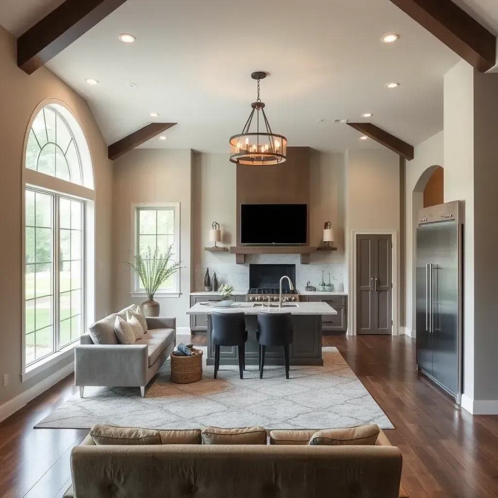 Home remodeling in Steiner Ranch, TX featuring a modern kitchen upgrade with open floor plan, new countertops, and large windows.