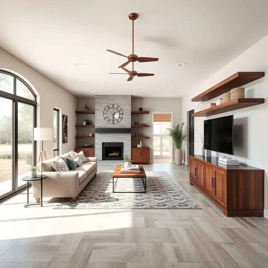 Modern Steiner Ranch, TX home remodeling featuring updated outdoor patio, stylish fencing, lush landscaping, and contemporary design elements.