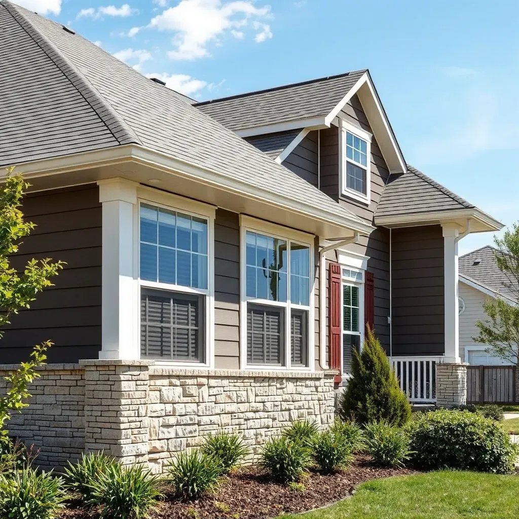 Single-family house siding in Round Rock, TX, showcasing textures and colors on a sunny day, no people present.
