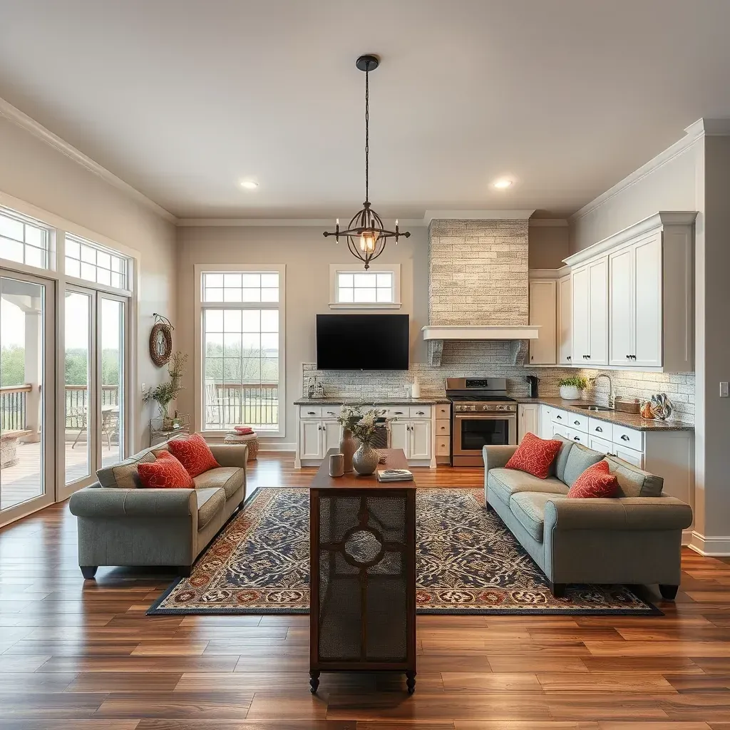 Updated Kerrville home exterior with stucco walls, wooden accents, lush landscaping, and scenic Texas Hill Country views.