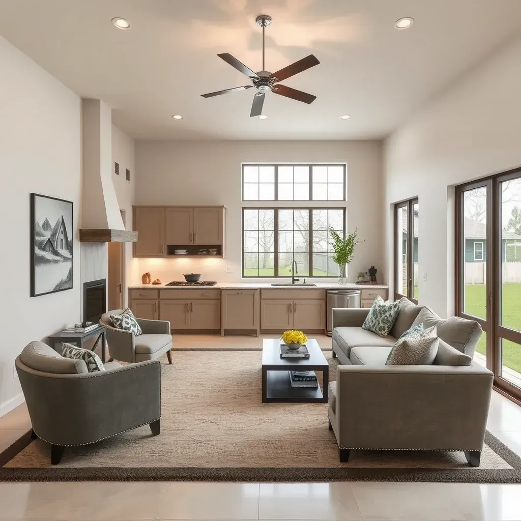 Modern Liberty Hill TX home renovation scene with fresh stucco, energy-efficient windows, construction materials, and landscaping.