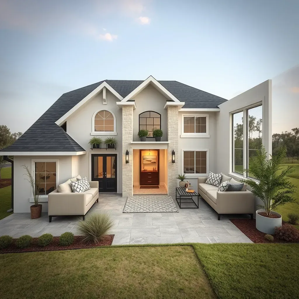 Spacious remodeled Temple, TX home with modern farmhouse style, new windows, fresh paint, landscaped yard, and remodeling tools.