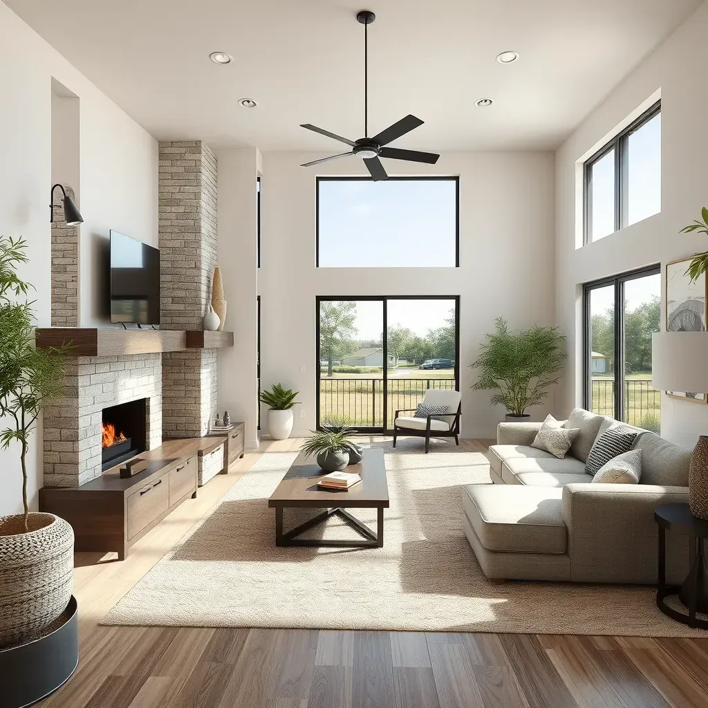 Beautiful Lakeway, TX home with modern siding, large lakeside windows, lush landscaping, and a newly remodeled deck.