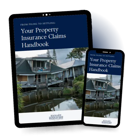 tablet and phone with your property insurance claims handbook