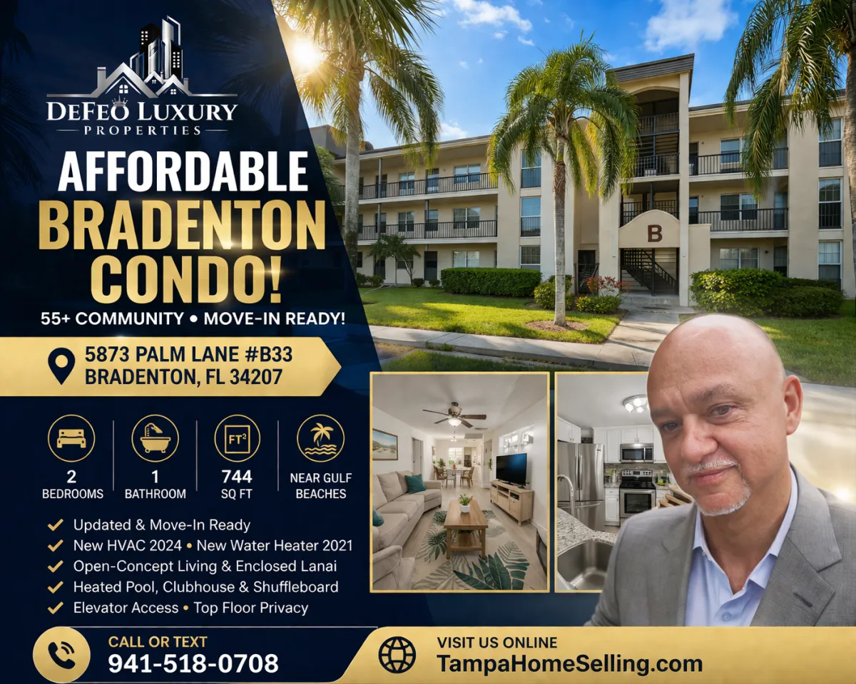 Affordable 2-Bedroom Condo for Sale in Bradenton, FL – Move-In Ready 55+ Community